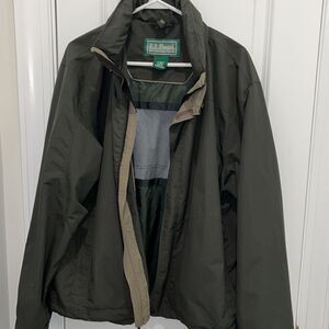Men’s travel hiking trail Green L L Bean Nylon mesh lined hooded jacket L retro